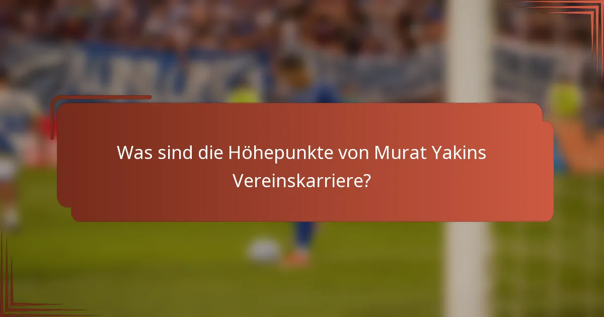 Was sind die Höhepunkte von Murat Yakins Vereinskarriere?