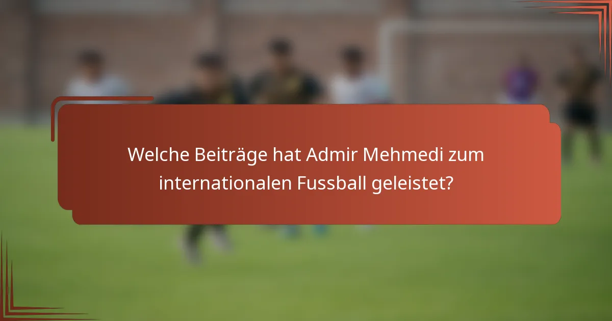 Welche Beiträge hat Admir Mehmedi zum internationalen Fussball geleistet?