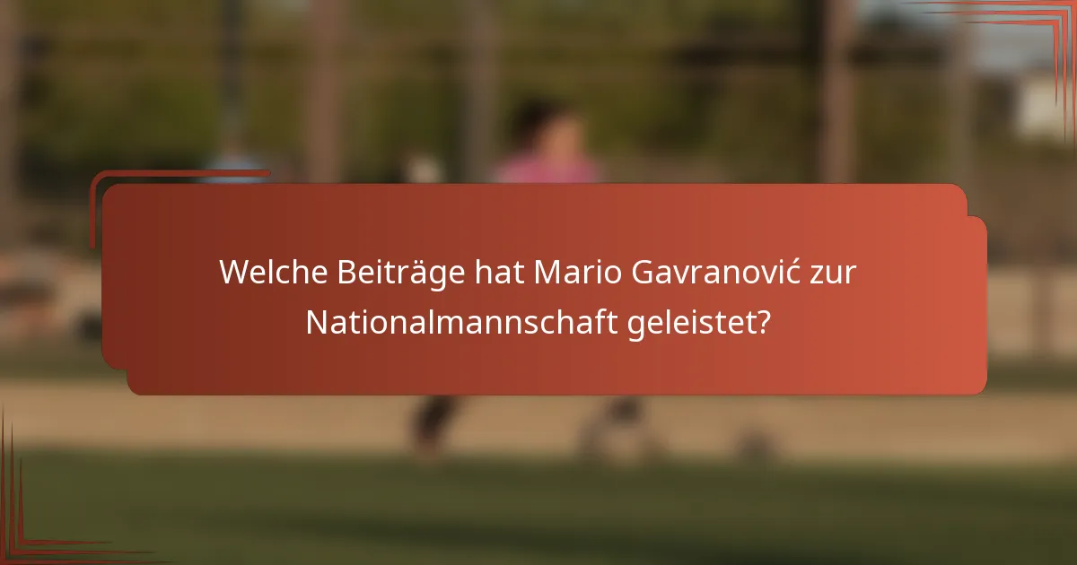 Welche Beiträge hat Mario Gavranović zur Nationalmannschaft geleistet?