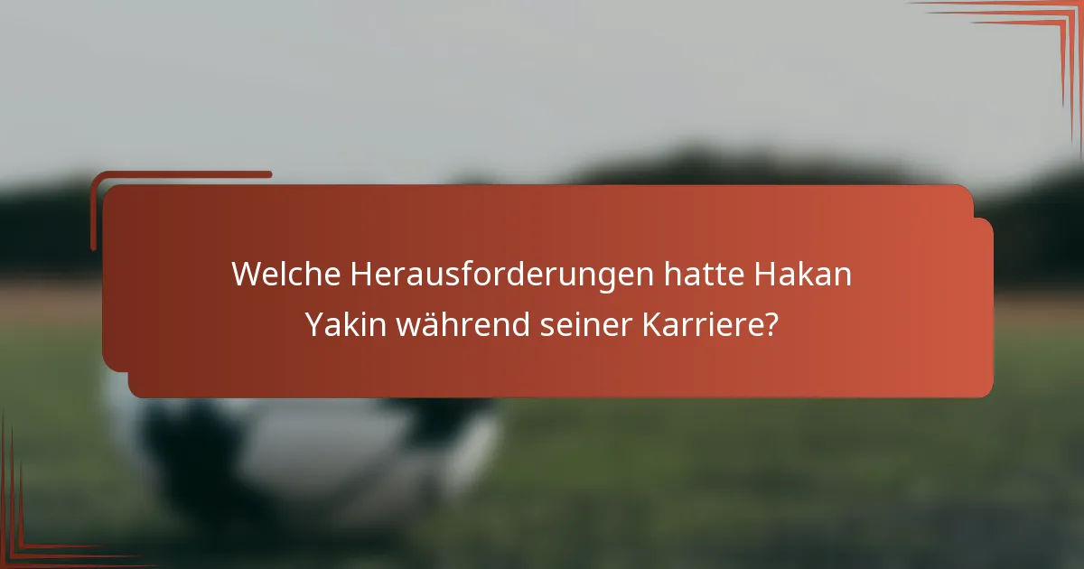 Welche Herausforderungen hatte Hakan Yakin während seiner Karriere?