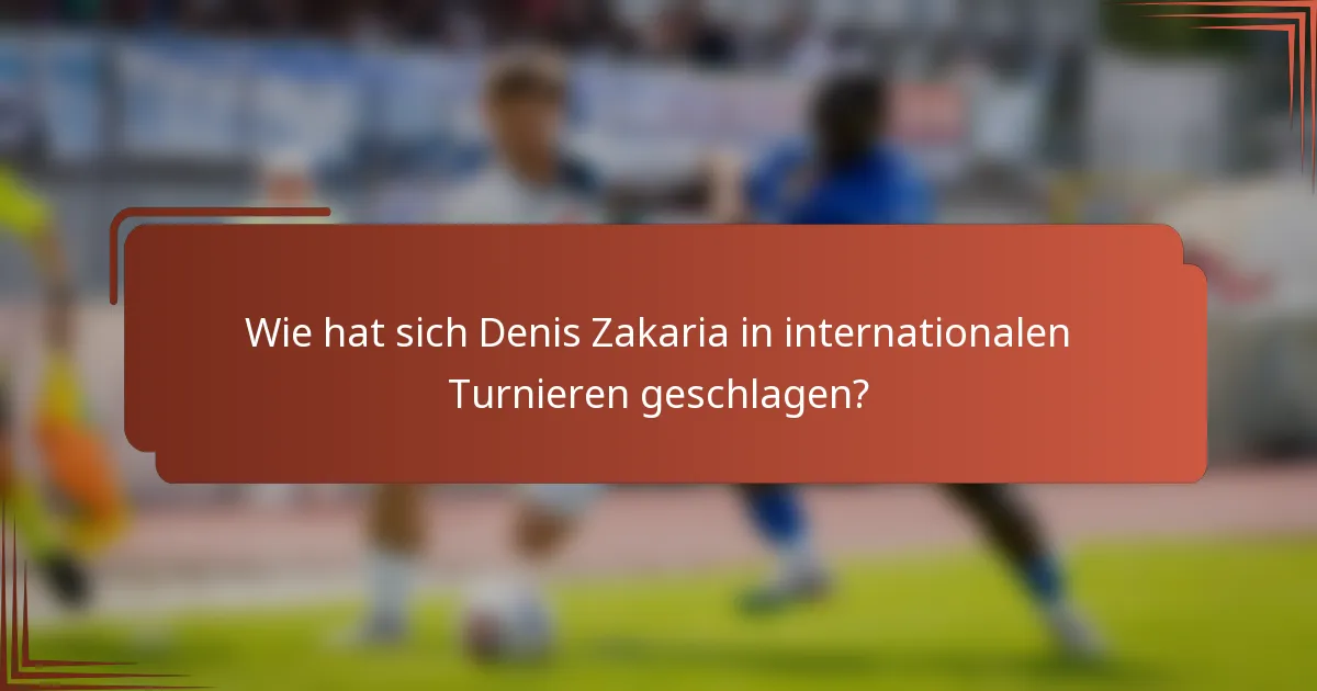 Wie hat sich Denis Zakaria in internationalen Turnieren geschlagen?